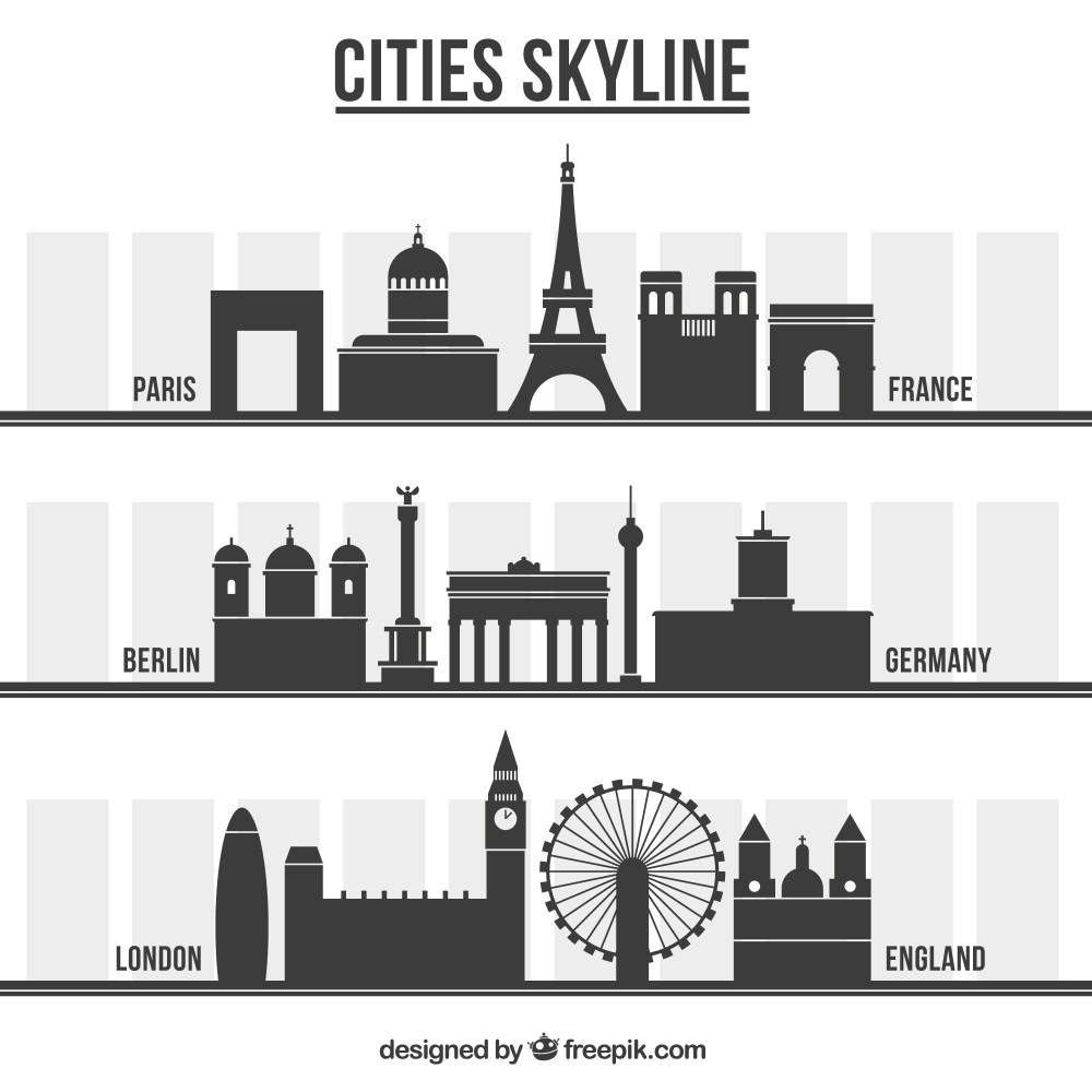 Variety of city skylines