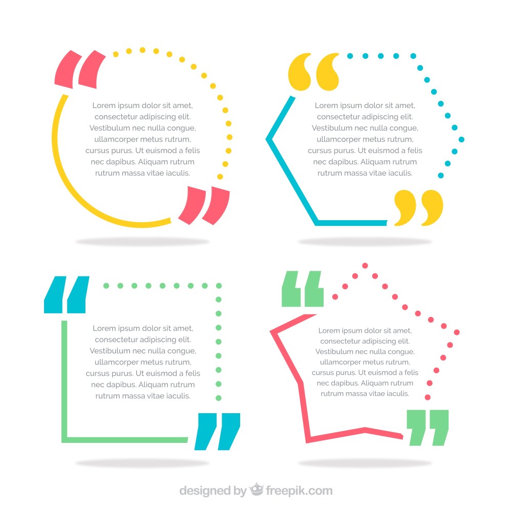 Variety of colorful frames for quotes