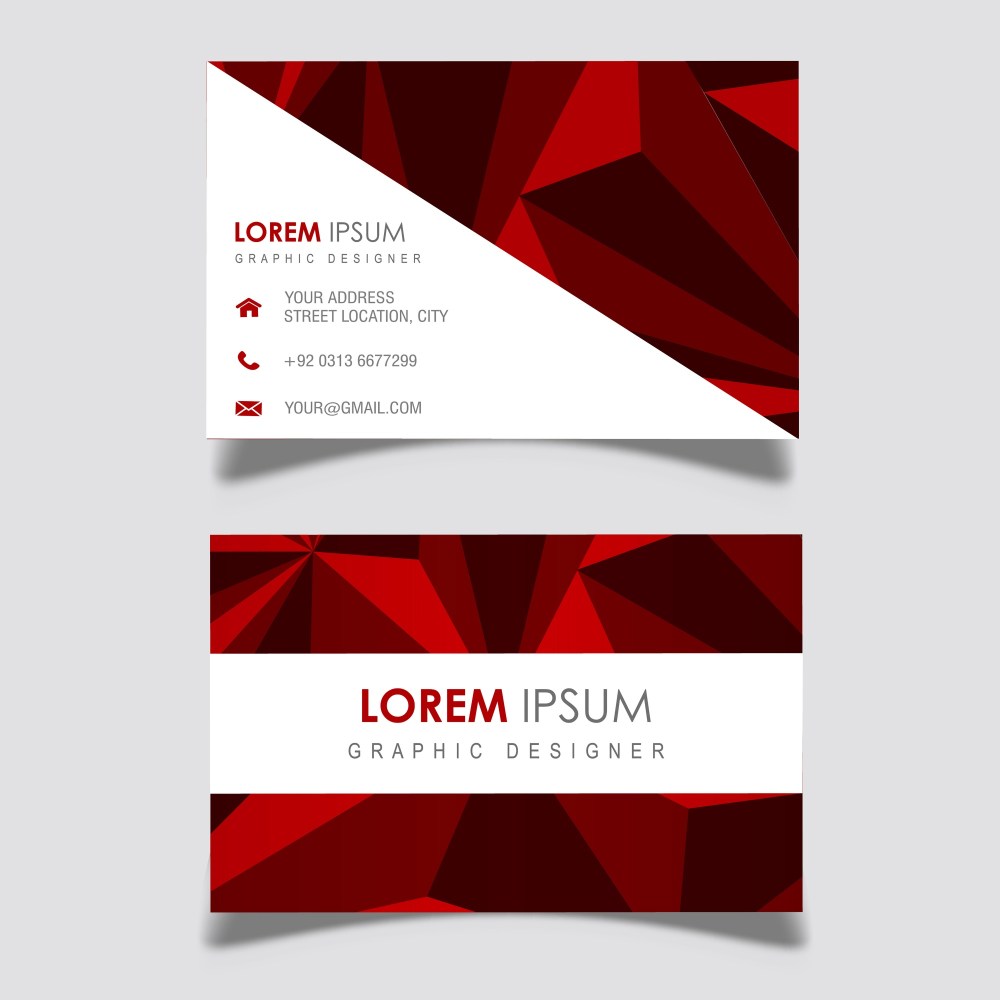 Vector Red Lowpoly Business Card Designs