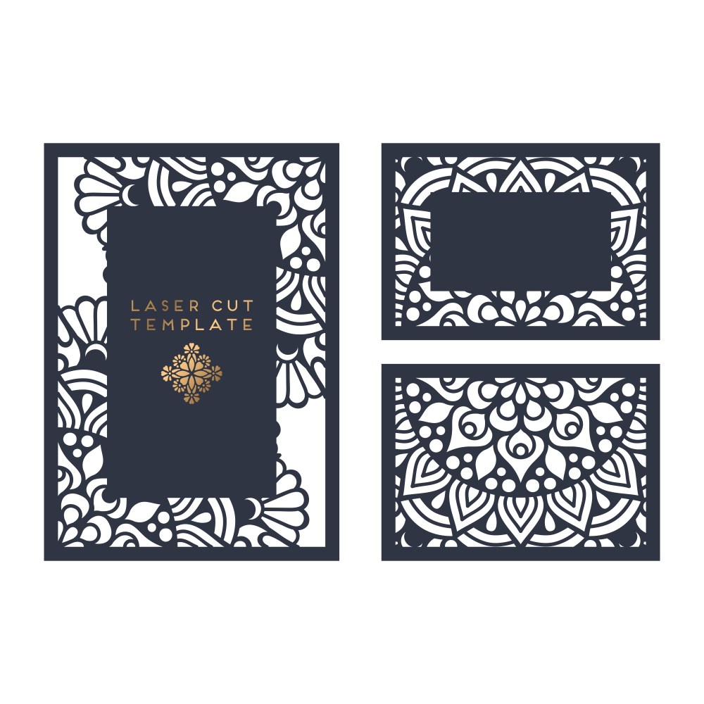 Vector wedding card laser cut template