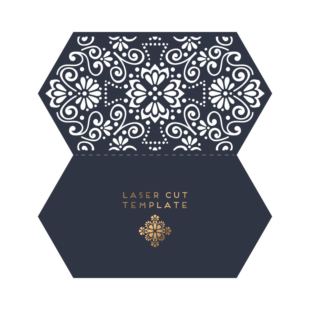 Vector wedding card laser cut template