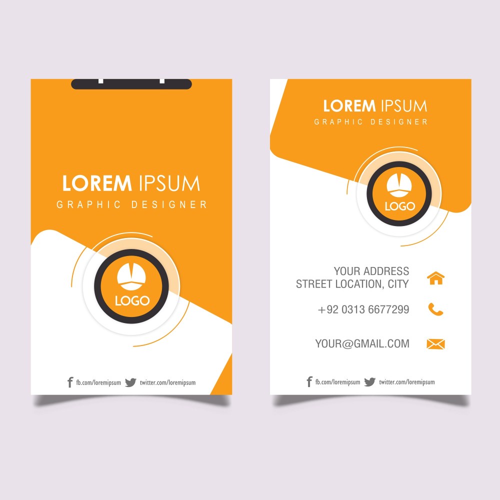 Vertical Orange and Grey Business Card 