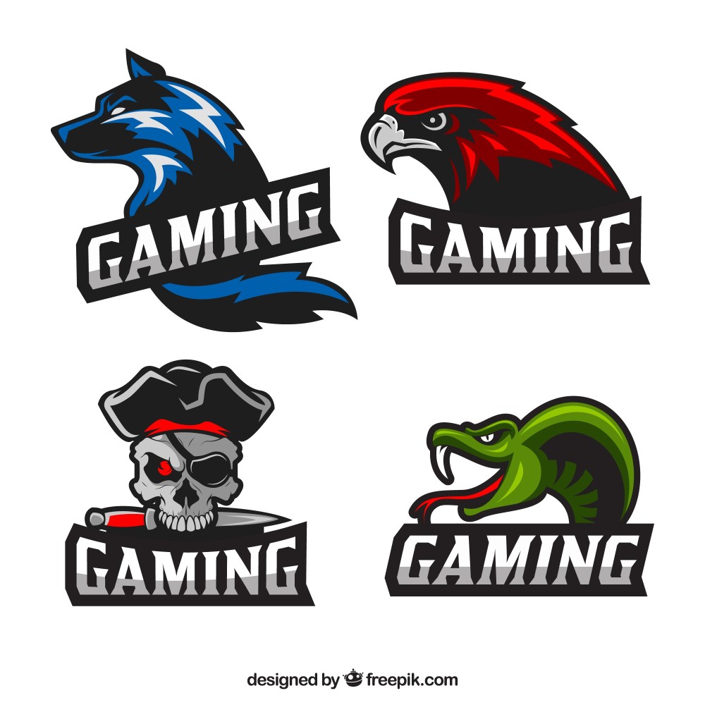 Video game logo collection with flat design
