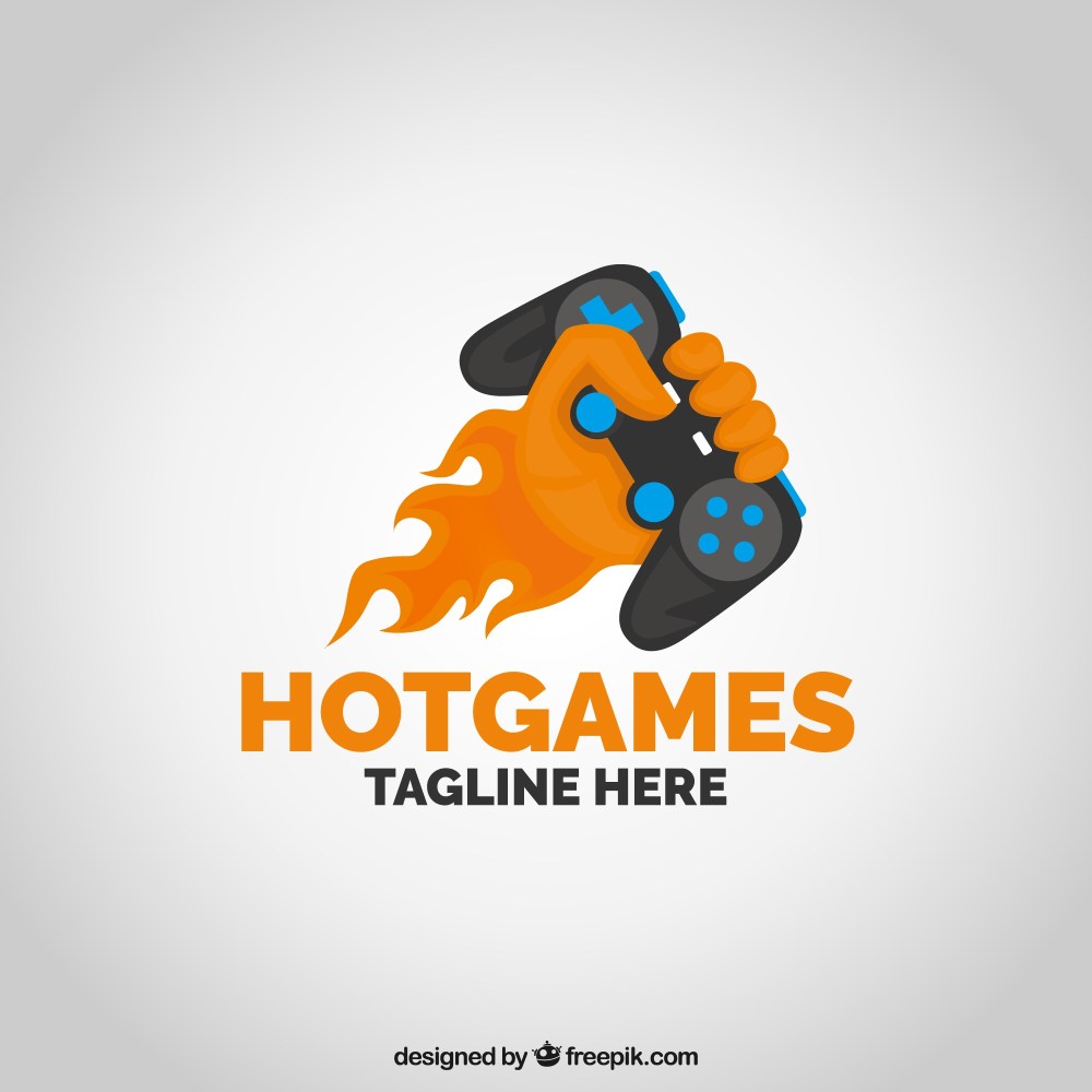 Video game logo template with joystick