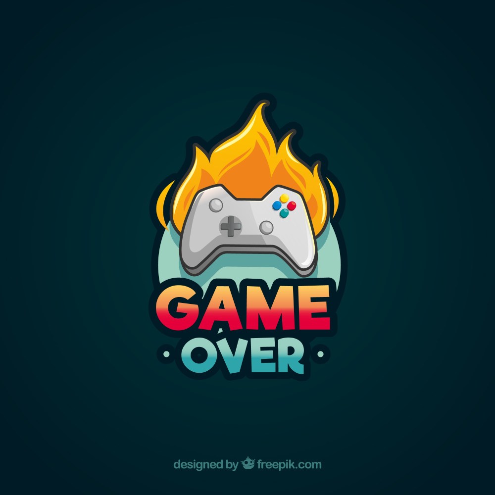 Video game logo template with joystick