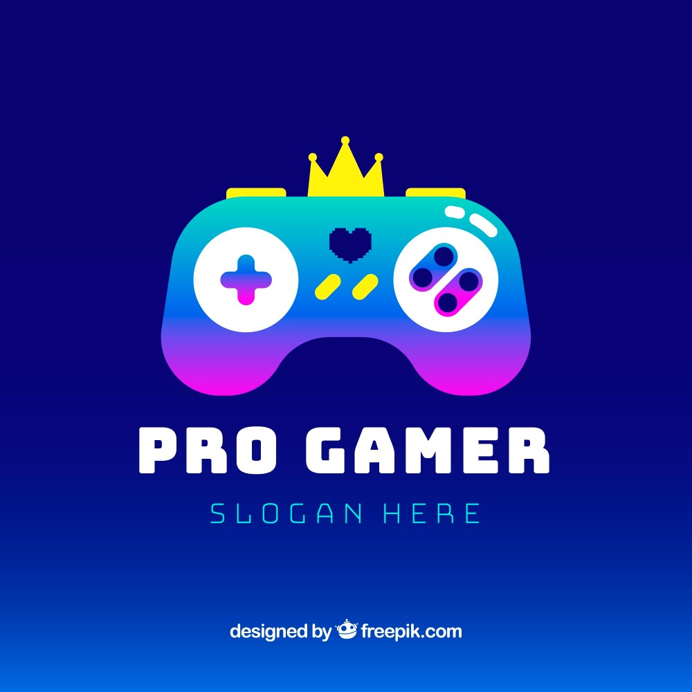 Video game logo template with joystick