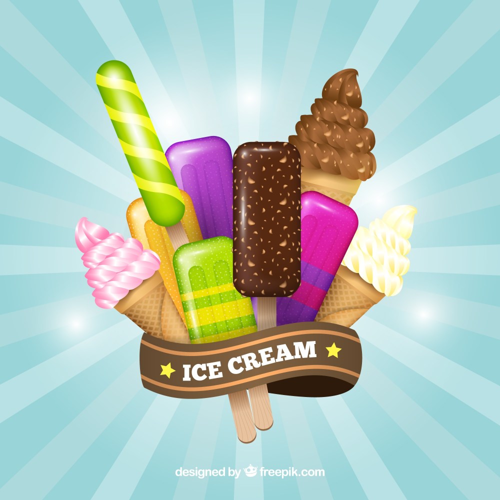 Vintage background of ice-cream assortment 