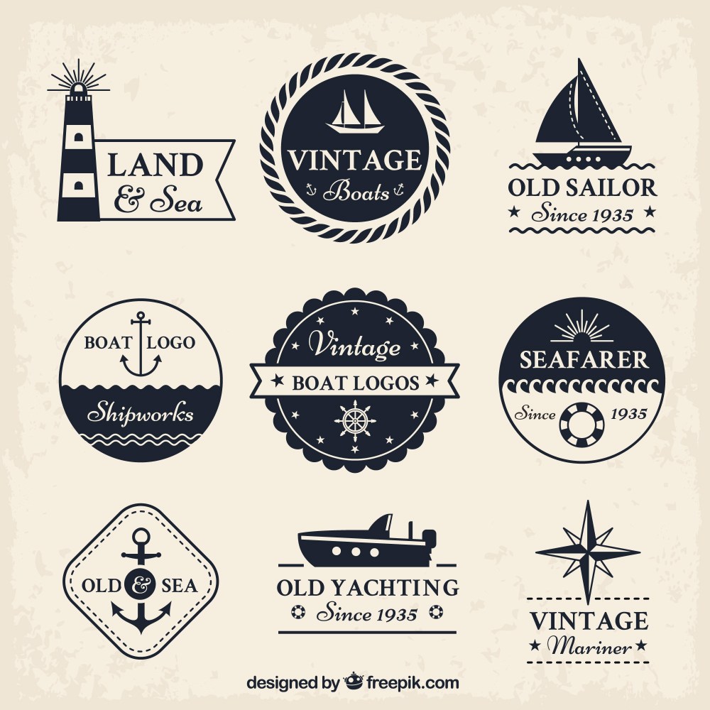 Vintage boat logo collection