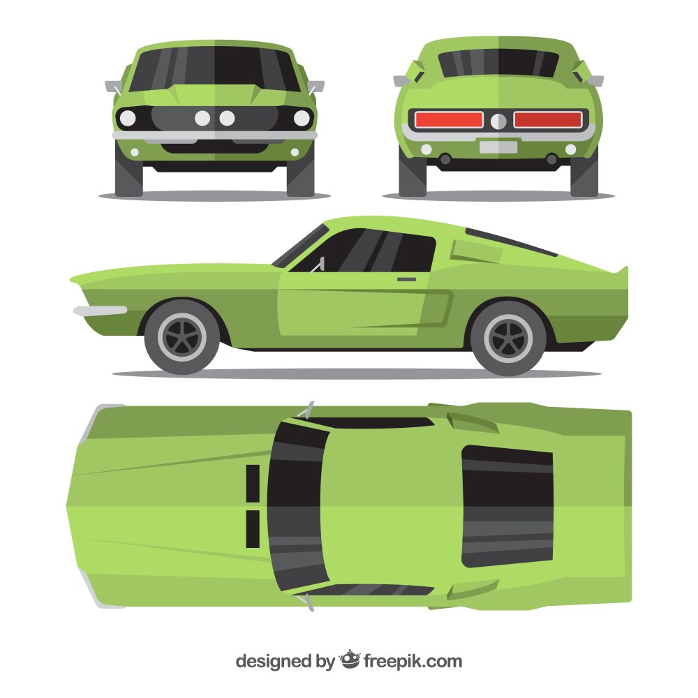 Vintage car in different views