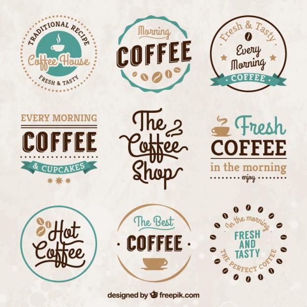 Vintage coffee house badges 