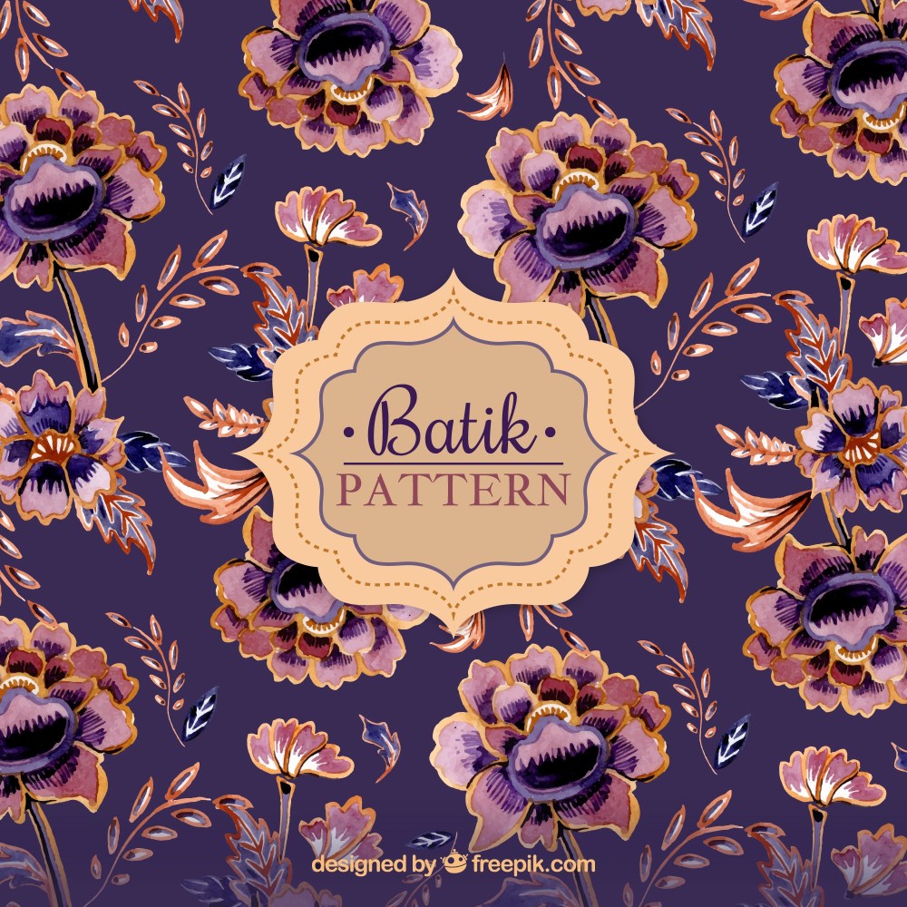 Vintage flower pattern in batik style