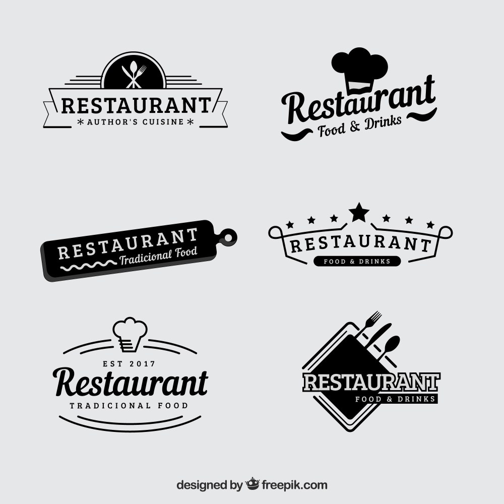 Vintage set of retro restaurant logos