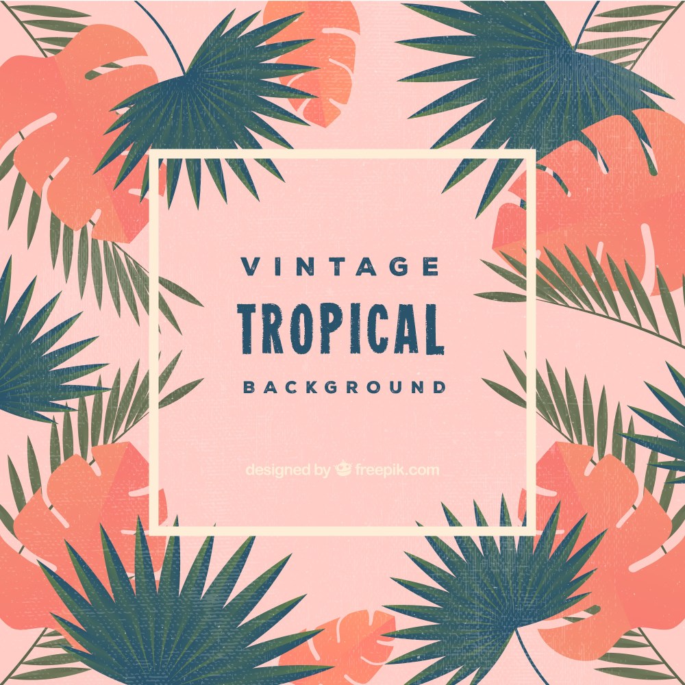 Vintage tropical leaves background