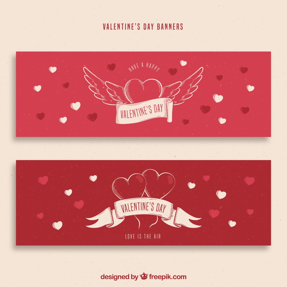 Vintage valentine's day banners