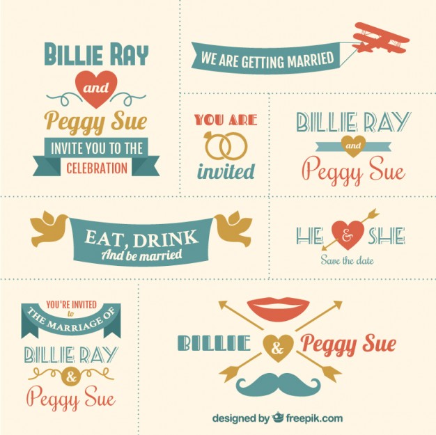 Vintage wedding badges
