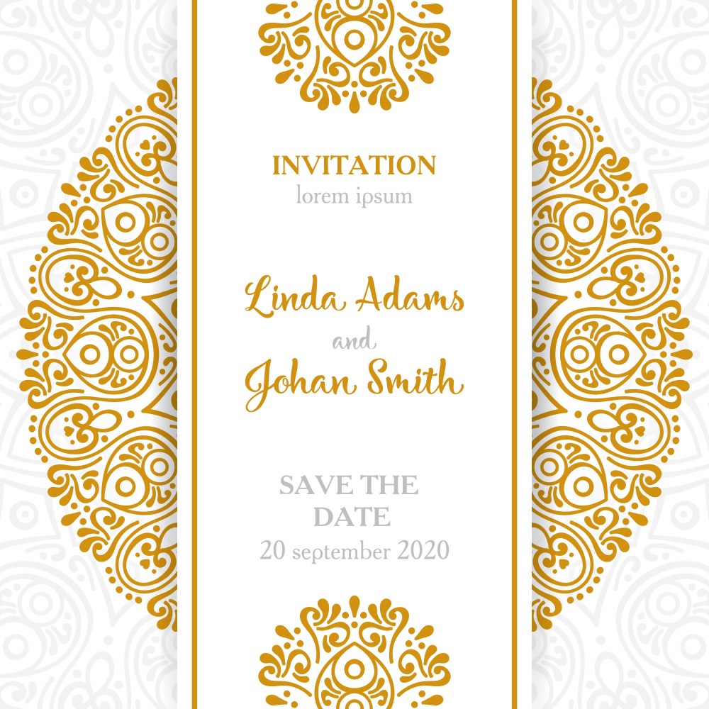 Vintage wedding invitation with mandala