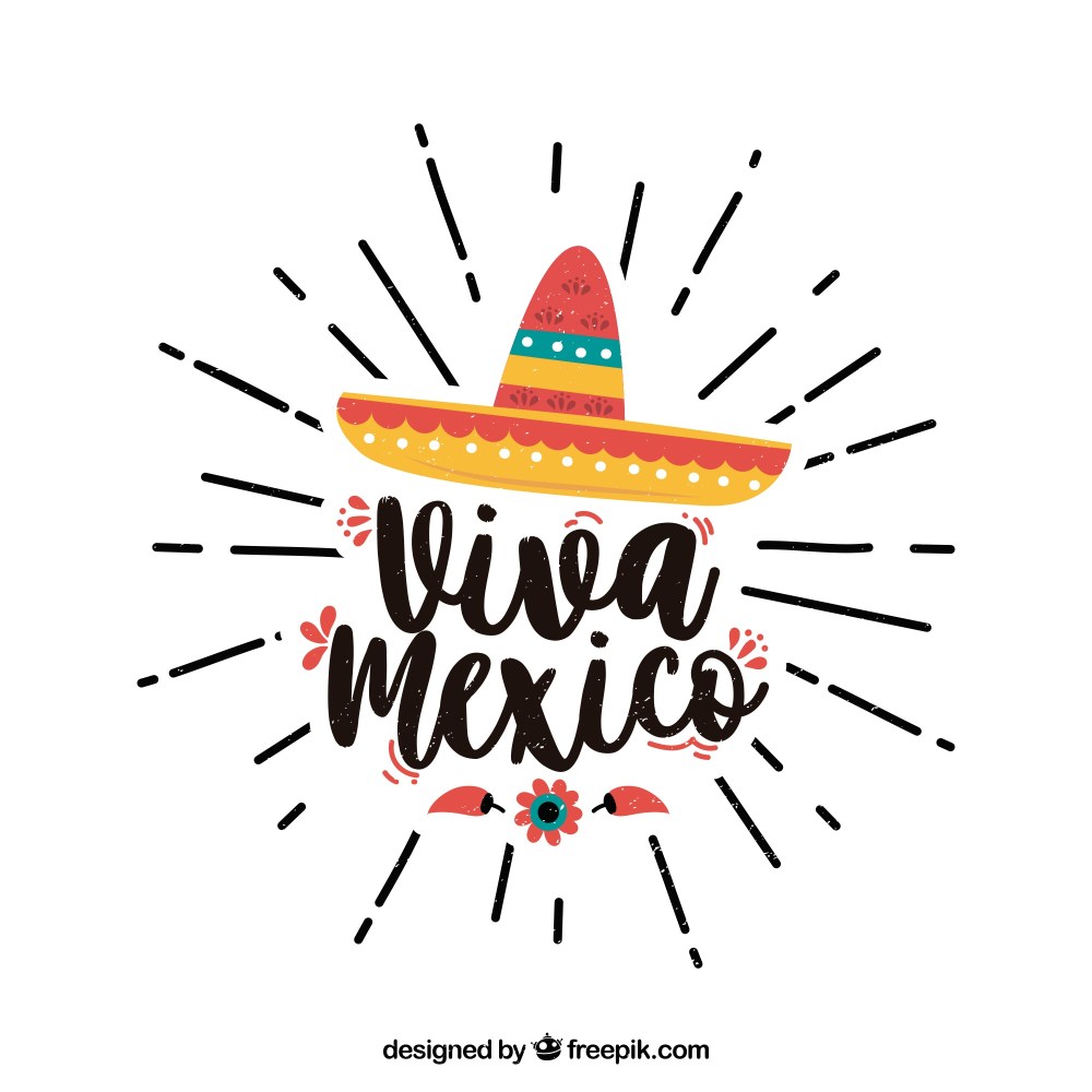 Viva mexico lettering background with hat