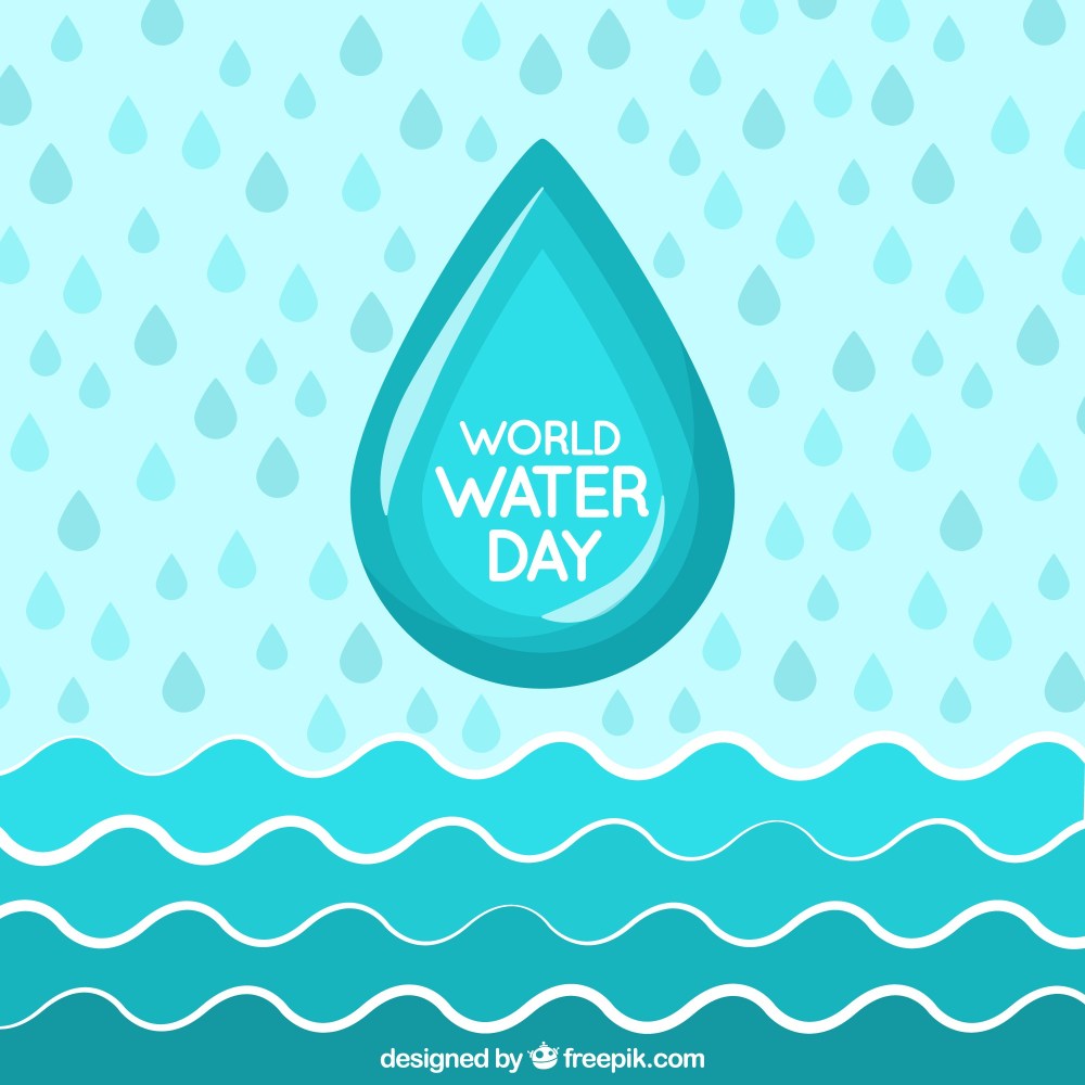 Water day background with waves and drops