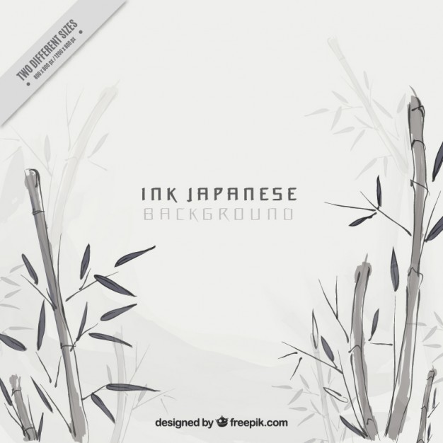 Watercolor bamboo japanese background 