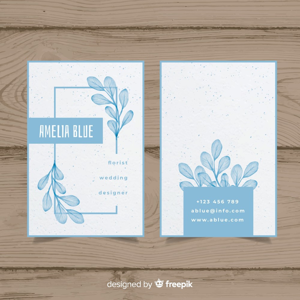 Watercolor floral business card template