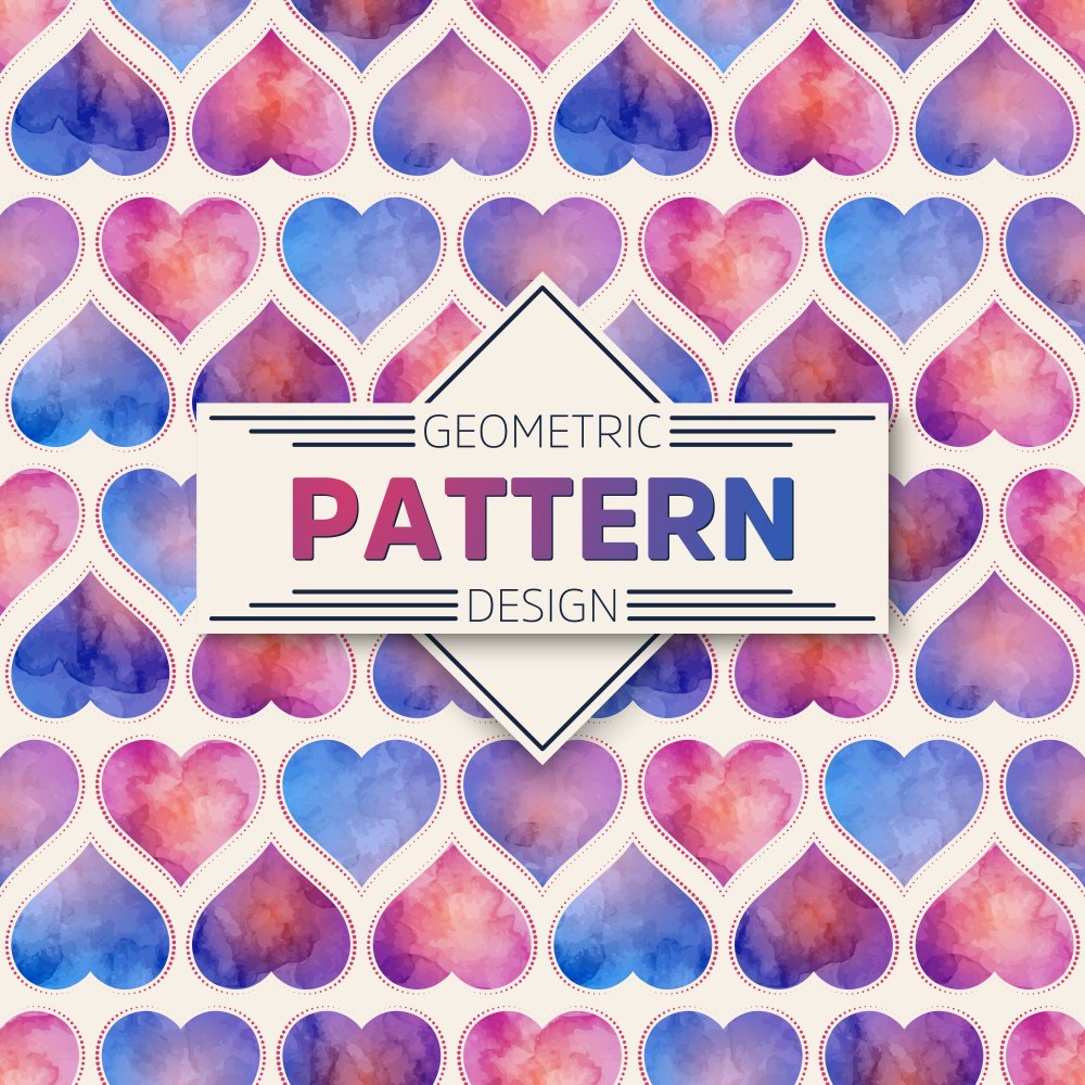 Watercolor hearts pattern