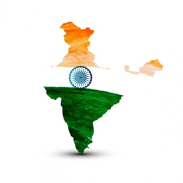 watercolor map of indian flag