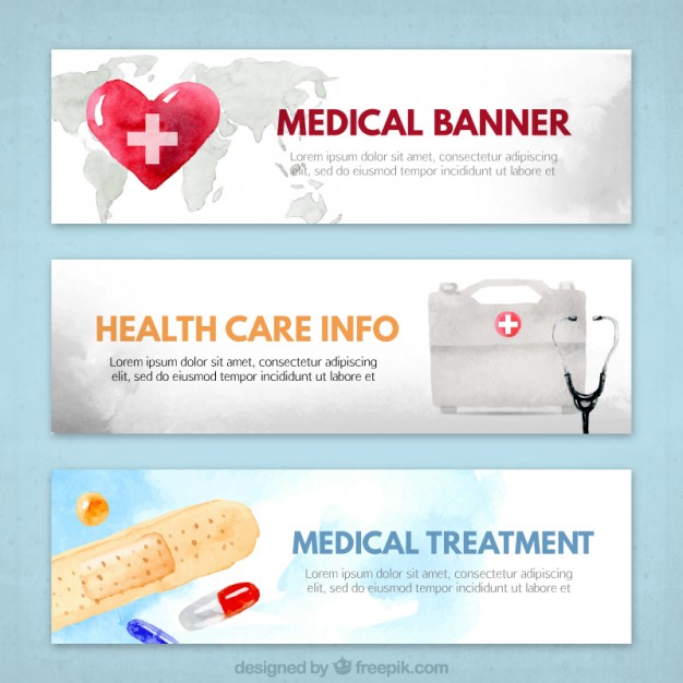 Watercolor medical banners
