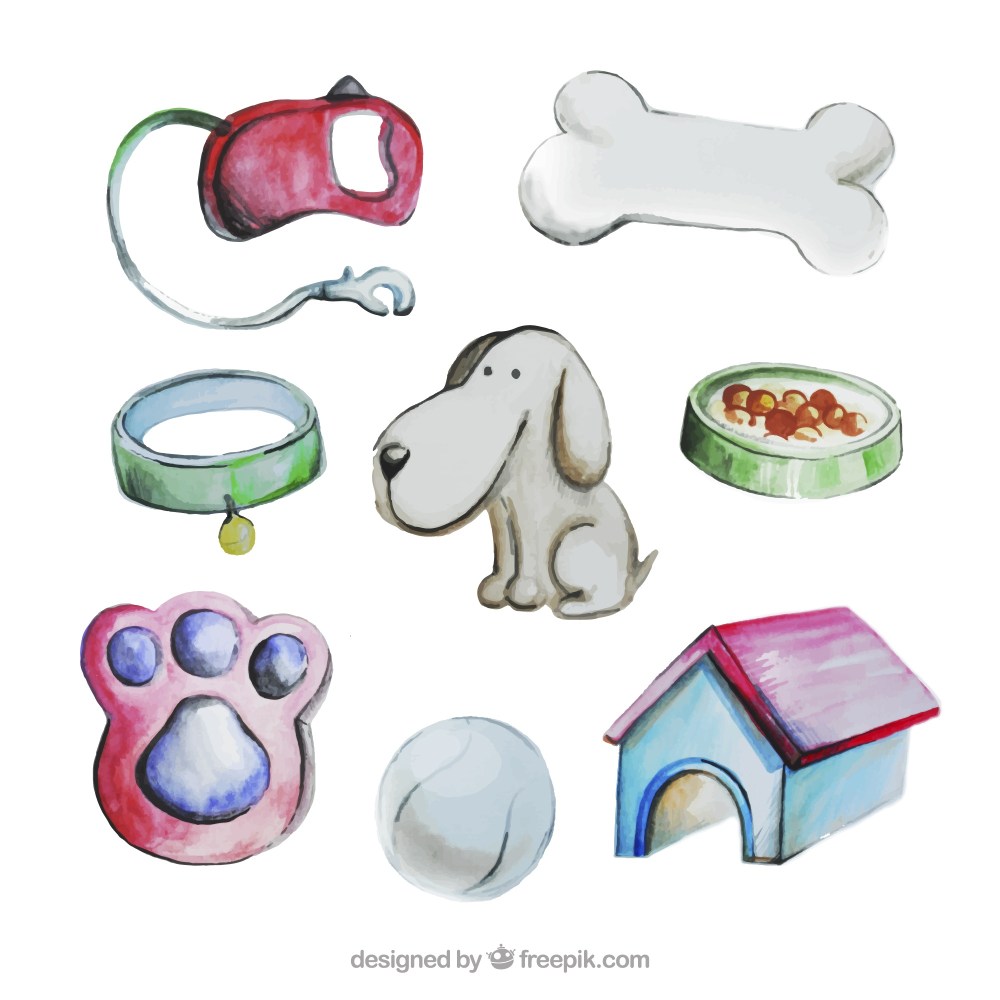 Watercolor nice dog elements