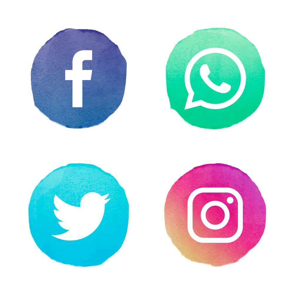 Watercolor social media logo collection