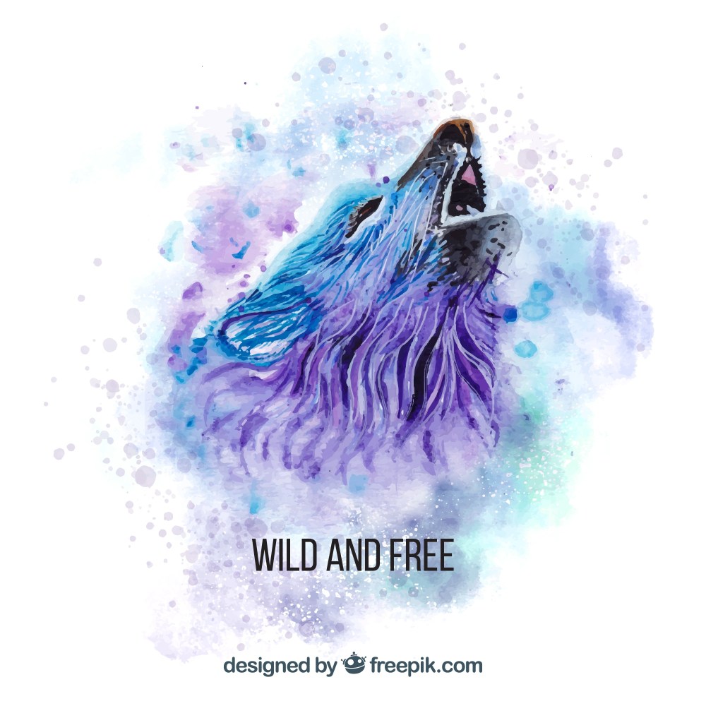 Watercolor wolf howling