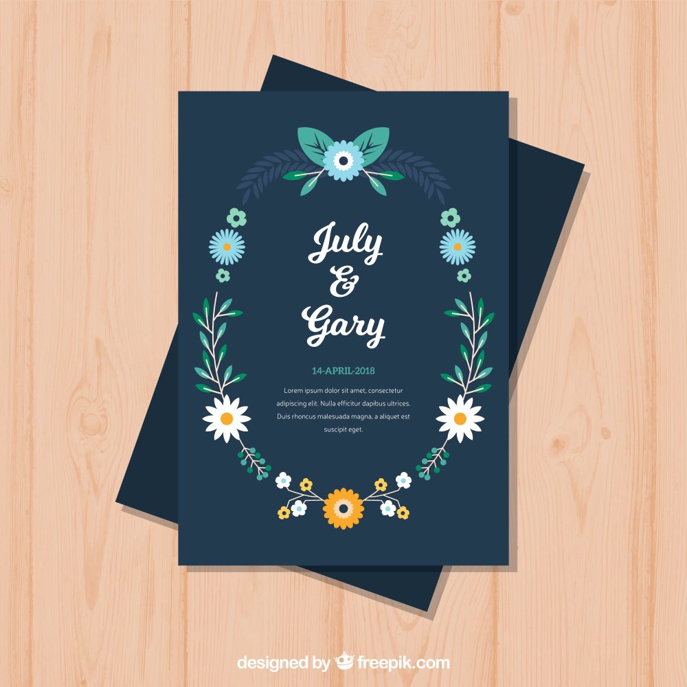 Wedding card invitation with floral style