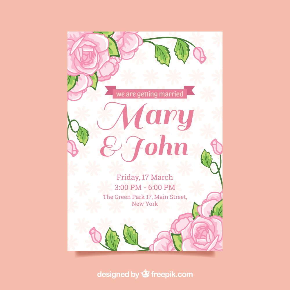 Wedding invitation in flat style