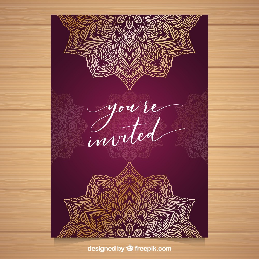 Wedding invitation in mandala style