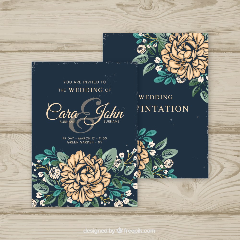 Wedding invitation in vintage style