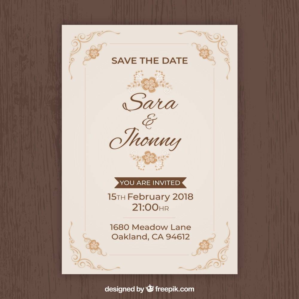 Wedding invitation in vintage style