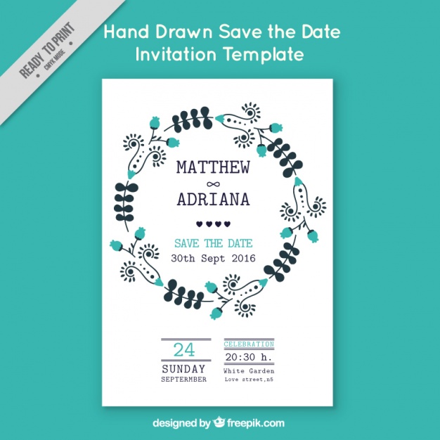 Wedding invitation on green background 