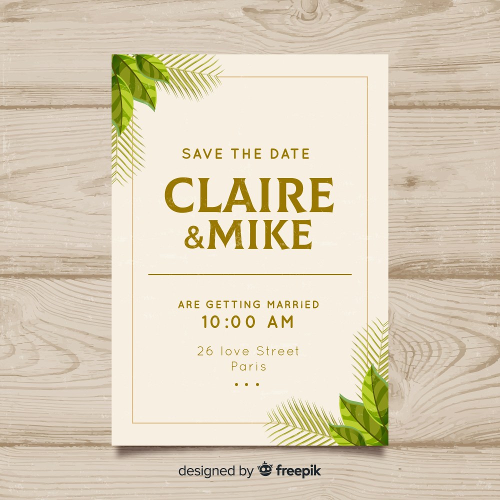 Wedding invitation with floral elements