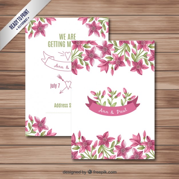 Wedding invitations with flowers