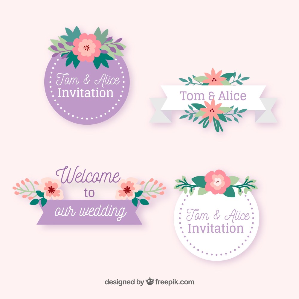 Wedding label set of four