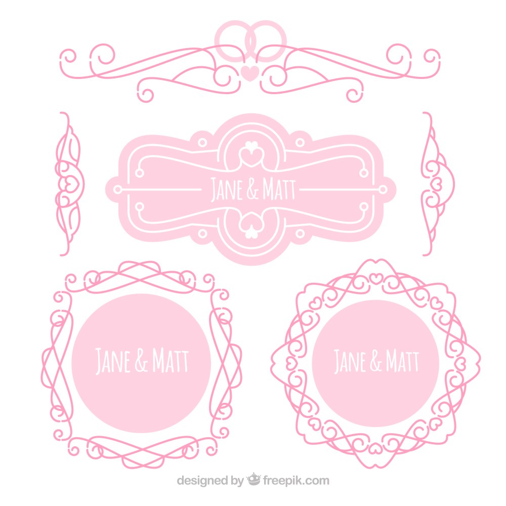 Wedding ornaments collection in flat design