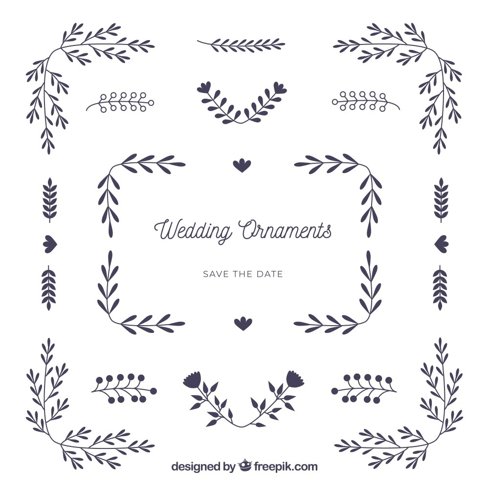 Wedding ornaments in flat design