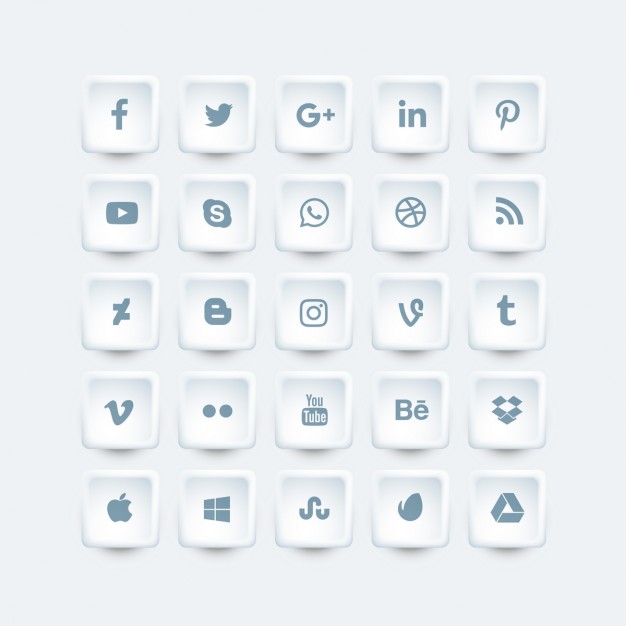 White social media icons collection