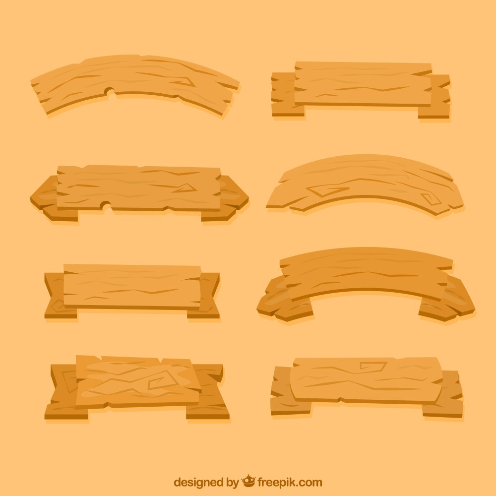 Wooden ribbons in flat style