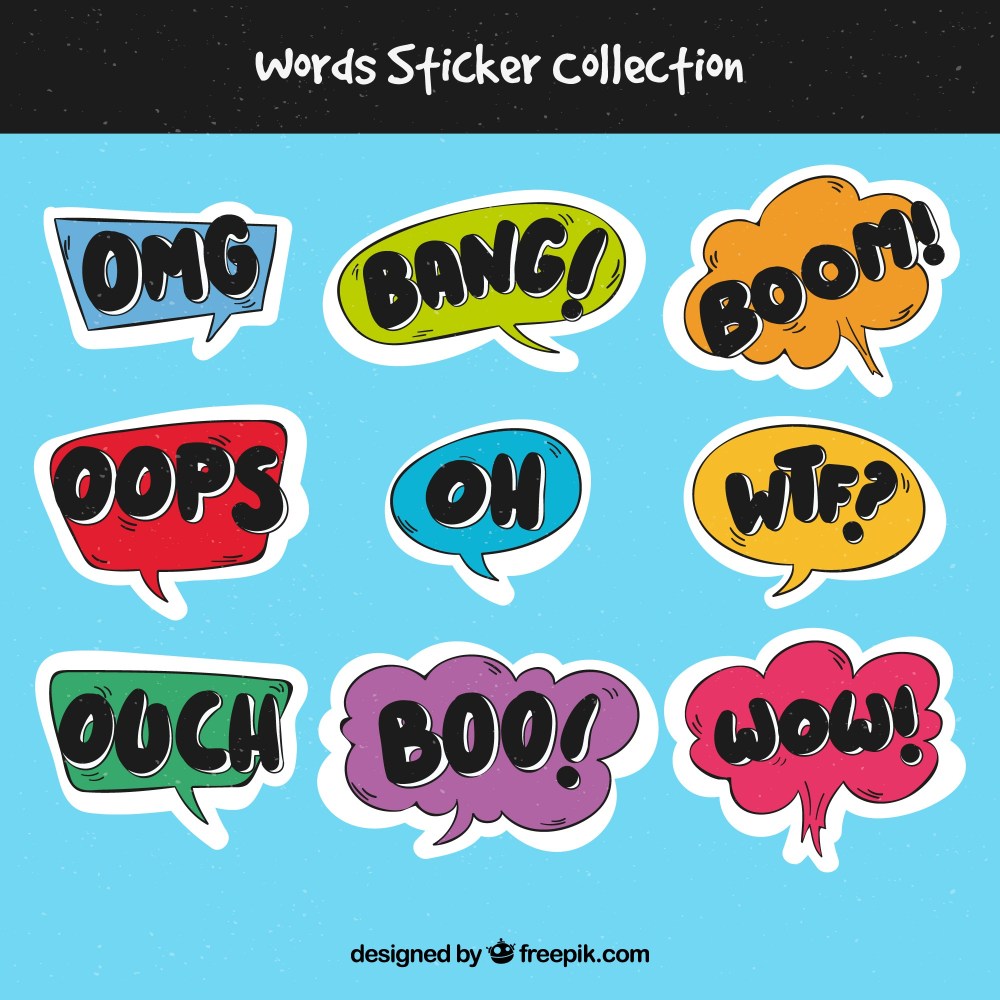 Word stickers collection