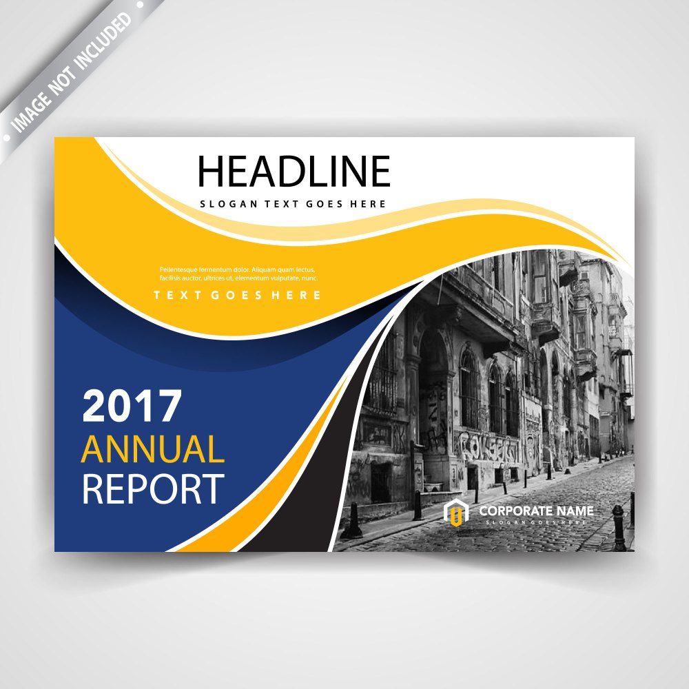 yellow and blue horizontal leaflet cover