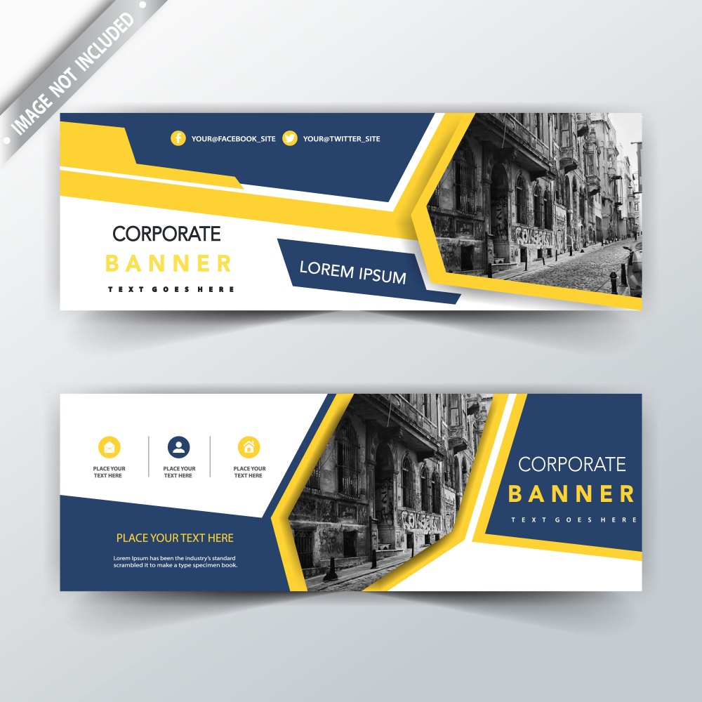 yellow and blue two sided banner templates