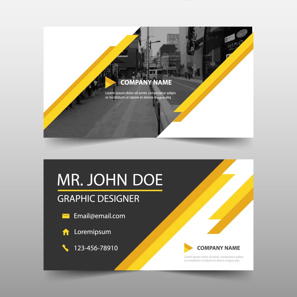 Yellow geometric corporate business card