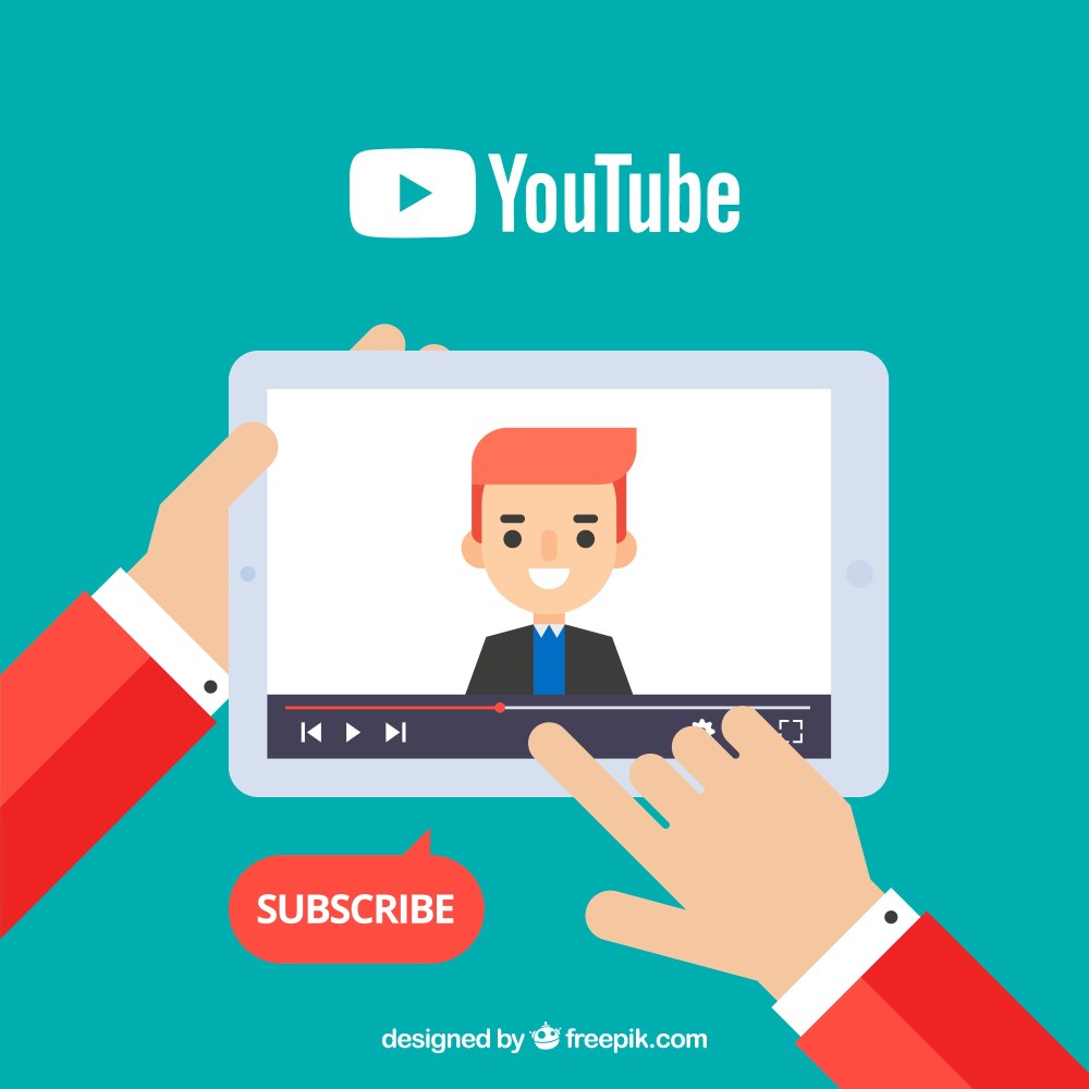 Youtube player in device with flat design