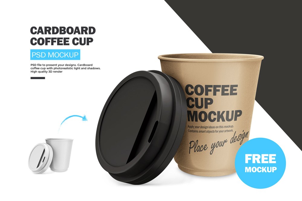 FREE Cardboard Coffee Cup PSD Mockup