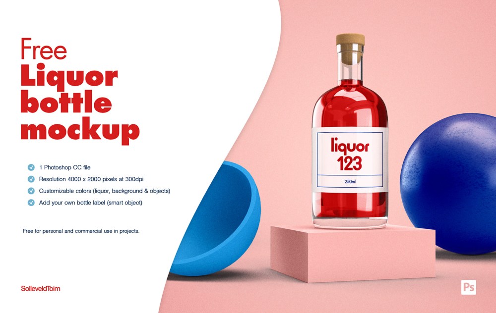 Free Liquor Bottle Mockup